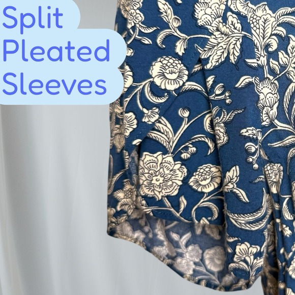 CHAPS Womens Midi Floral Dress Size S Blue Flutter Sleeve Cottagecore‎ Fairy - Picture 7 of 16